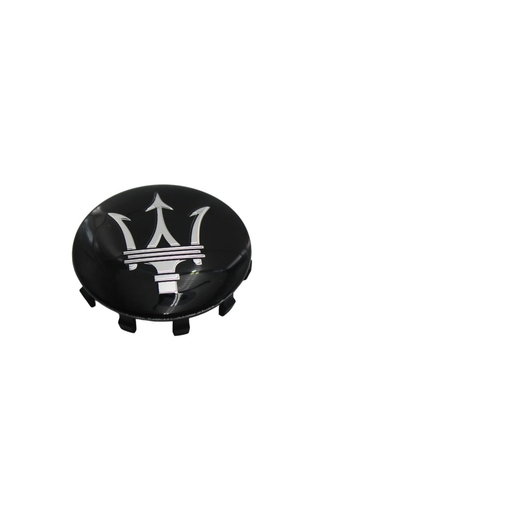 Maserati Wheel Center Hub Caps 59mm Black Silver Trident Logo Set of 3